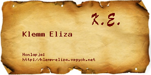 Klemm Eliza névjegykártya